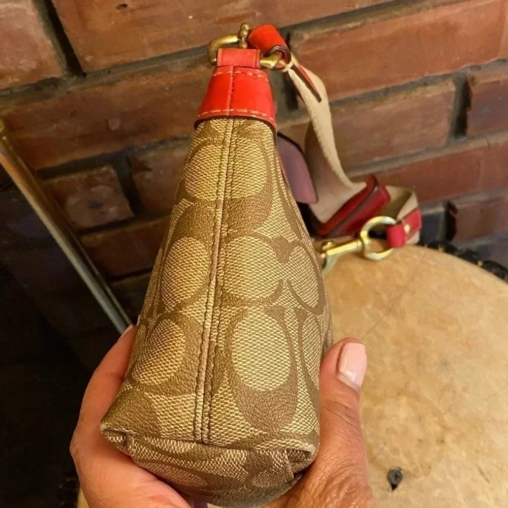 Coach Jacquard Heritage Stripe Leather Demi Bag